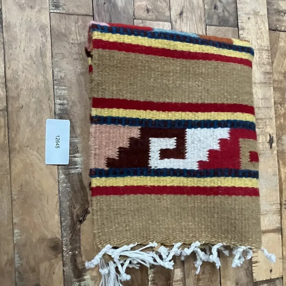 Zapotec Rug 15 in x 20 in Woven Sheep Wool Multicolor Grecas de Mitla Pattern